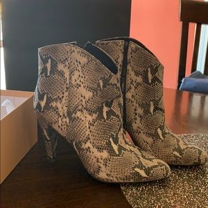 Python printed leather Halogen booties